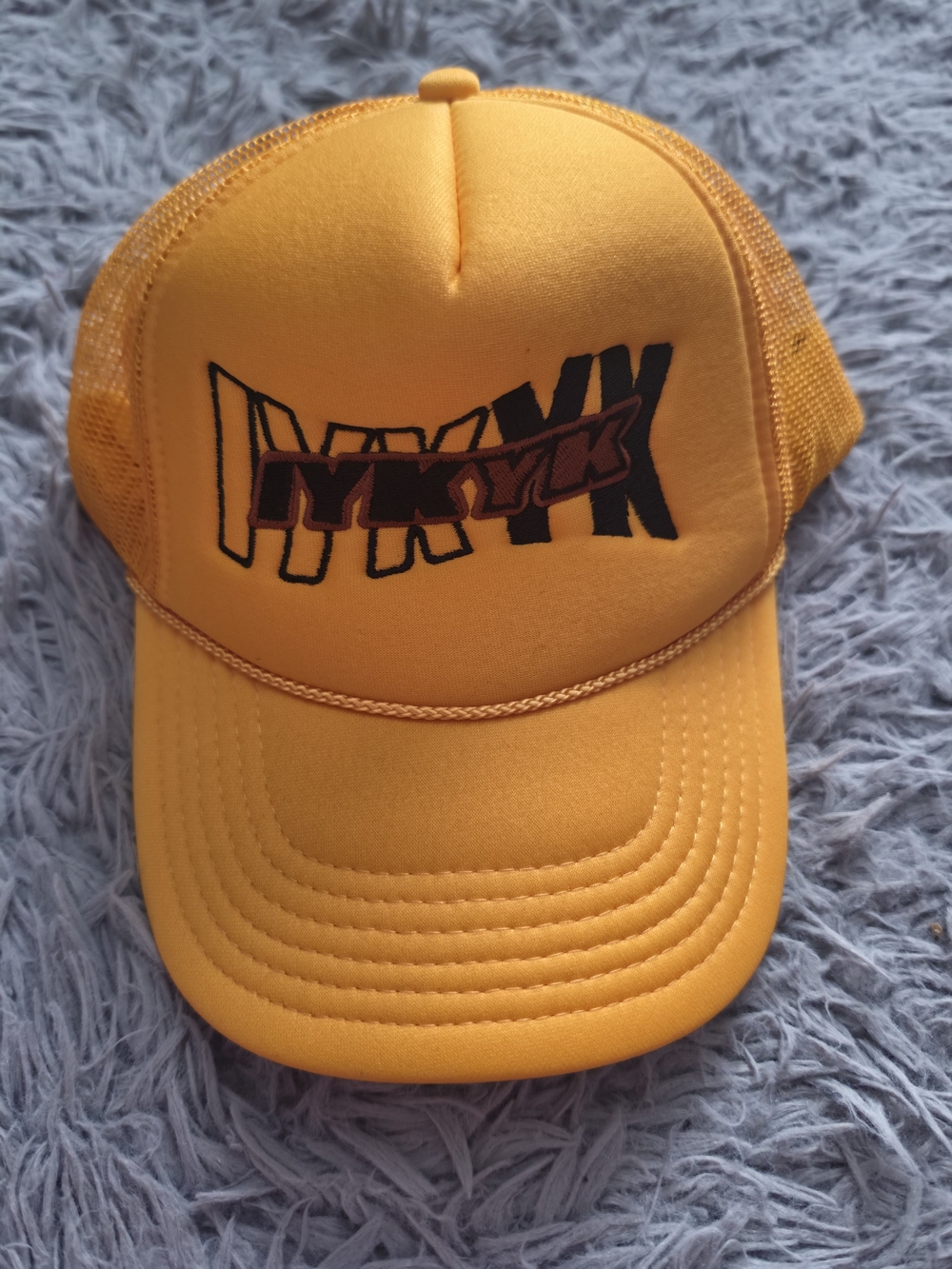 OTTO Men’s Yellow Trucker Hat, One Size, Adjustable, Mesh Back, Graphic Print